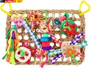Bird Toys, Large-Sized Parrot Foraging Wall Grass Mat Conure Chewing Hanging Toy