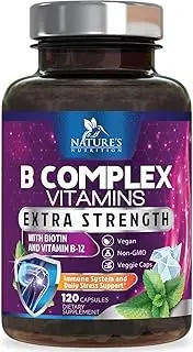 Vitamin B Complex - All B Vitamins Including B12, B1, B2, B3, B5, B6, B7, B9, Folic Acid - Natural Energy Support - High Absorption Vitamin B Supplement - 120 Capsules