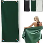 Bigmiu Outdoor Magnetic Bath Towel - Quick-Drying and Sand-Proof, Oversized 30" X 75" Multifunction Microfiber Bath Towels, Magnet Towel with Buckle for Bath Towel(Green)