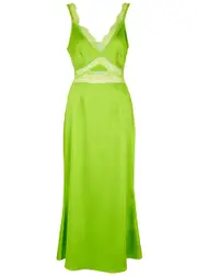 Never Fully Dressed Mimi Lace-trimmed Satin Midi Dress - Lime - 14 (UK14 / L) 14 (UK14 / L)