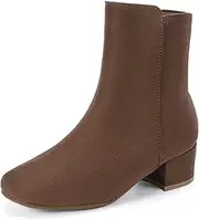PANDANINJIA Alyssa Girls Fashion Boots Square-Toe Dress Boots Low Heel Ankle Booties with Zipper for Toddler Little Kids Big Kids