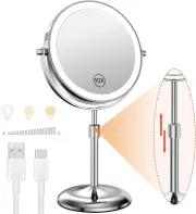 Rechargeable 7-Inch LED Makeup Mirror with 10X Magnification & 3 Color Lights