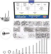 Glarks 270Pcs Machine Screw Assortment Kit #8-32 Stainless Steel Phillips Pan Head Assorted Nuts Bolts and Flat Washers Set, 304 Stainless Steel Machine Screws Assortment Set with Storage Case