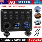 5 Gang 12V Switch Control Panel USB Charger ON-OFF Toggle for Truck Marine Boat