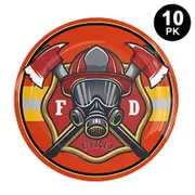 Fire Truck Theme 9 inch 23cm Plates 10PK - Kids Birthday Party Tableware