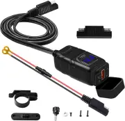 Motorcycle Charger, 6.8A Quick Charge 3.0 Dual USB with Voltmeter & On/Off Switc