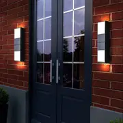 2pcs Solar Light Outdoor IP65 Waterproof Wall Light Cordless LED Wall Lamp -White