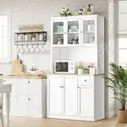 Kitchen Cabinet Pantry Cupboard Buffet Table Sideboard Glass Storage Hutch Bar