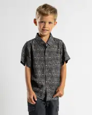 [Skylark] Skylark Toddlers' Script Short Sleeve Shirt in Slate Blue Size 02 02 Slate Blue