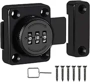 Portable Cabinet Combination Latch, 3-Digit Password Hasp Latch Lock,Cabinet Door Lock for One-Way Door, Cabinet, Drawer, Office File Cabinet Door (Black)