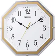 RHYTHM Citizen Wall Clock Radio Clock Analog Continuous Second Hand Octagonal Br