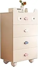GUAWJRZDP Cute Drawer Chest, Storage Cabinet, Wooden Chest of Drawers, Children's Drawers Storage Cabinet, Drawer Chest for Bedroom, Kids Room, Living Room, Off-White(4-Drawer Chest)