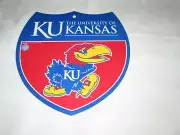 KANSAS JAYHAWKS INTERSTATE SIGN 12" x 12" #12 - NEW