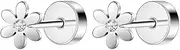 [Niaspi] 20G Daisy Flower Flat Back Cartilage Stud Earrings for Women Stainless Steel Post Labret Studs Lip Rings Internal Thread Conch Helix Tragus Studs Earrings Cute Cartilage Piercing Jewelry 6mm
