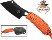 Cleaver Fixed | Blade Knife, Pre-Wrapped 550Lb Hunter Orange Paracord & Kydex