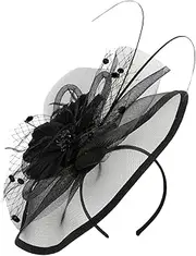 [Baluue] Veil Fascinator Hat with Clip Headband Elegant Costume Accessory for Tea Parties Weddings Formal Events Fashionable Fascinators for Women
