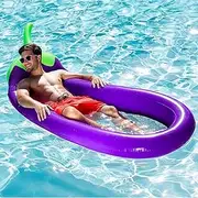 Swim Ring Inflatable Pool Toys Environmental Protection PVC Inflatable Eggplant Floating Drainage Sofa Eggplant Swimming Ring Floating Bed Inflatable Net Floating Row LWX