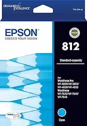 [Epson] 812 - Std Capacity DURABrite Ultra - Cyan Ink Cartridge for WF-3820, WF-3825, WF-4830, WF-4835, WF-7830, WF-7840, WF-7845, Single Pack, C13T05D292