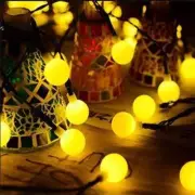 Outdoor 20ft 50 LED Solar String Ball Lights Waterproof Warm White Garden Decor
