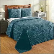 Better Trends Trevor Collection is Super Soft and Light Weight in Medallion Design 100% Cotton Tufted Unique Luxurious Machine Washable Tumble Dry Queen Bedspread Teal