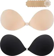 [KISWON] Push Up Sticky Adhesive Bra Pasties Nipple Covers Invisible Backless Strapless Bra for Women