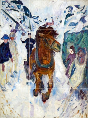 Art Edvard Munch Galloping Horse Ceramic Mural Backsplash Bath Tile #2190