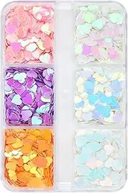 Nail Sequins - 6 Colors Heart Nail Crafts Glitter Sequins | Acrylic Confetti Manicure Art Holographic Crafts Decals for Women Girls Eye
