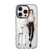 iPhone 16 Pro Clear Case MagSafe Compatible Ready, Set, Jet (Travel Girl Fashion Illustration)