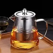 Mini Size Glass Teapot Tea Kettle-with Stainless Steel Removable Infuser for Blooming Tea & Loose Leaf Tea, Microwave & Stovetop Safe, 550ML/19.3oz (S-550)