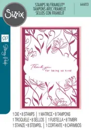 Sizzix A5 Clear Stamps 8PK w/ Framelits Die Creative Coordinations - Wall Flower
