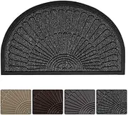 Half Round Door Mat, Durable Heavy Duty Rubber Doormat for Indoor Outdoor, 19"X31" Large Resist Dirt Entrance Rug for Front Back Door, Dark Grey