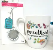 Tea Gift set Tea infuser loose leaf & Parenthood cup mug floral Adventure