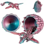 3D Printed Dragon in Egg, Full Articulated Dragon Crystal Dragon with Dragon Egg, Home Office Decor Executive Desk Toys, 3D Articulated Dragon Toys Adults Fidget Toys for Autism/ADHD (8.85") (Style E)