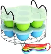 Silicone Egg Bites Molds for Instant Pot Accessories 6 qt 8 Quart, Including Steamer Rack Trivet with Heat Resistant Handles, Together with 5-Piece Measuring Spoons Set as Bonus