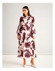 [Basque] Volume Sleeve Soft Dress in Aubergine