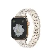 Nevenka Metal Watchband with Rhinestone Adjustable for iWatch Series SE 7 6 5 4 3 2 1-Starlight Color