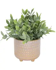 Flora Bunda Tea Leaf in 5in Mauve Pharaoh Footed Pot