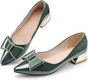 [Danglianying] Women's Chunky Closed Toe Low Block Heels Work Pumps Comfortable Dress Wedding Shoes for Party Office