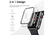 2pc Apple Watch Series 4 5 6 SE Full Body Hard Case Cover+Tempered Glass 40mm-Clearx2