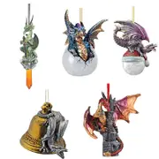 Catzon 5 Pcs Dragon Ornament for Christmas Tree Holiday Acrylic Collectible