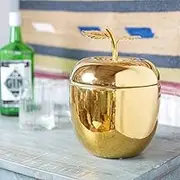 Talking Tables Gold Apple Ice Bucket with Lid-Premium Drinks Trolley Accessories for Bar Stainless Steel Wine Bottle Cooler, Classy Party Decoration Made of Metal-Big and Heavy
