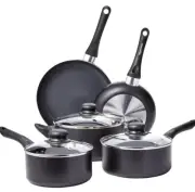 Amazon Basics Non-Stick 8 Piece Cookware Set In Black