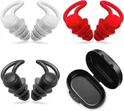 3 Sets Reusable Safe Silicone Anti-Noise Earplugs with Storage Boxes Noise Reduction Noise Cancelling Ear Plugs Hearing Protection Earplug for Sleeping Racing Shooting Traveling (Black, Grey and Red)