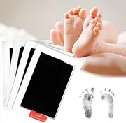 4 Pcs Baby Handprint and Footprint Kit, Inkless Hand and Footprint Kit, Dog Paw&Nose Print Kit, Clean Touch Ink Pad, Mess Free Paw Print Stamp Pad, Baby Handprint Kit for Hand and Footprints (Black, Small)
