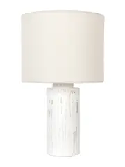 Alba 1 Light Table Lamp in White with Almond Shade