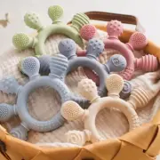 Baby Teething Toys Silicone Teethers BPA Free Silicone Rudder with Wooden Ring