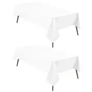 2 Pieces White Square Tablecloth - Waterproof and Spillproof Restaurant Washa...