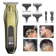 Professional Cordless Hair Clippers for Men Zero Gapped T-Blade Trimmer with LCD Display Rechargeable Electric Beard Trimmer