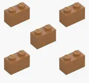 5 New LEGO Medium Nougat 1x2 Brick 3004 building block city bricks brown tan