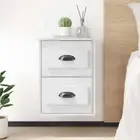 2 Drawers Bedside Cabinet Wall Mounted Side Table Floating Nightstand Storage